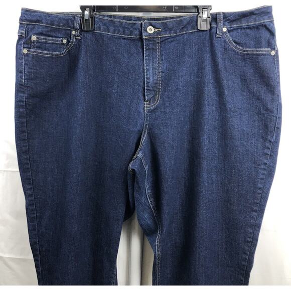 Ashley Stewart Denim Jeans Women Plus 26W Dark Blue Stretch Cotton Straight Leg - Picture 10 of 12